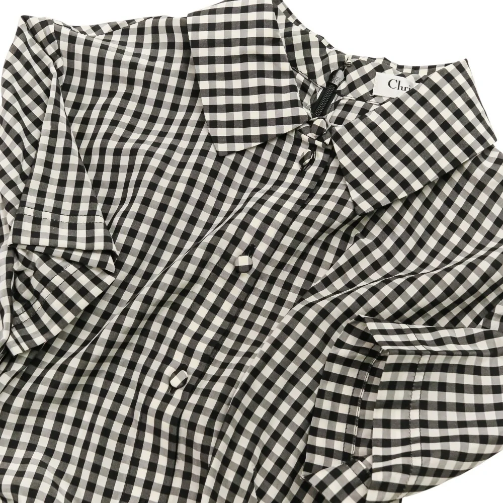 Christian Dior Gingham Check Silk Dress - Image 8
