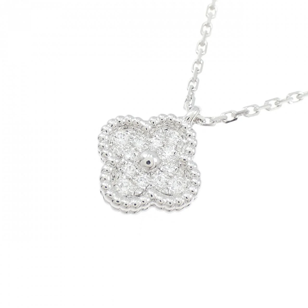 Van Cleef & Arpels Sweet Alhambra 750 White Gold Diamond Necklace - Image 3